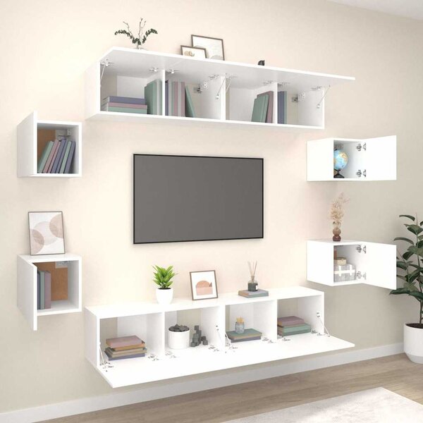 8dílný set TV skříněk bílý kompozitní dřevo 3114214