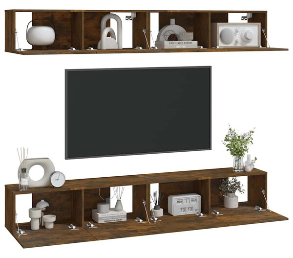 Nástěnné TV skříňky 4 ks kouřový dub 100 x 30 x 30 cm 3114195