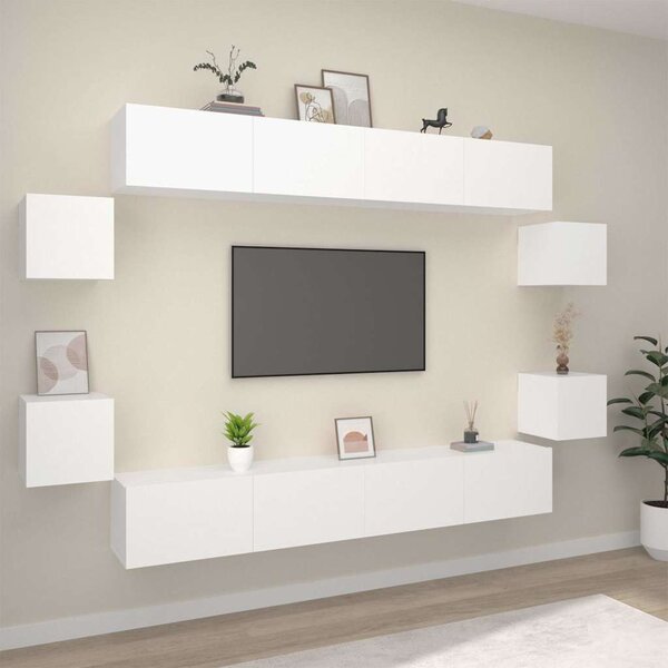 8dílný set TV skříněk bílý kompozitní dřevo 3114222