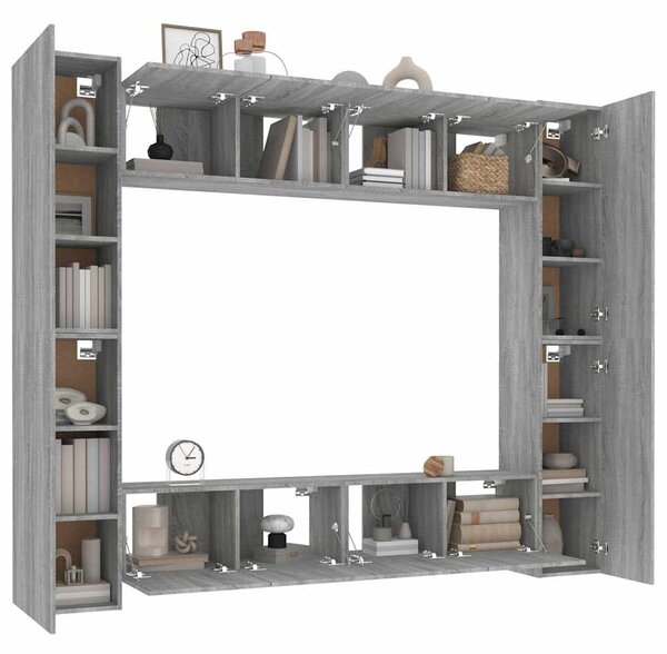 8dílný set TV skříněk šedý sonoma kompozitní dřevo 3114236