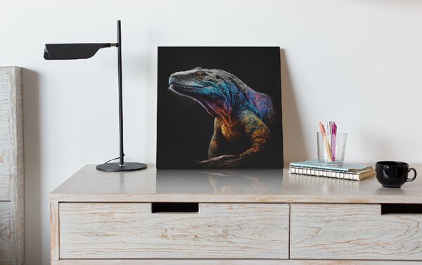 Obraz na plátně - barevný Varan komodský FeelHappy.cz Rozměr obrazu (Šířka x Výška): 40 x 40 cm