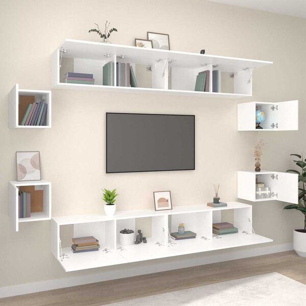 8dílný set TV skříněk bílý kompozitní dřevo 3114222