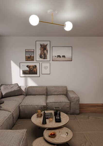 Stropní svítidlo MAGNUM 2 – bílé, opálové sklo, 2× E14, šířka 75 cm