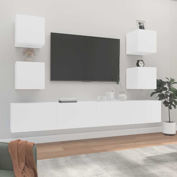 6dílný set TV skříněk bílý kompozitní dřevo 3114262