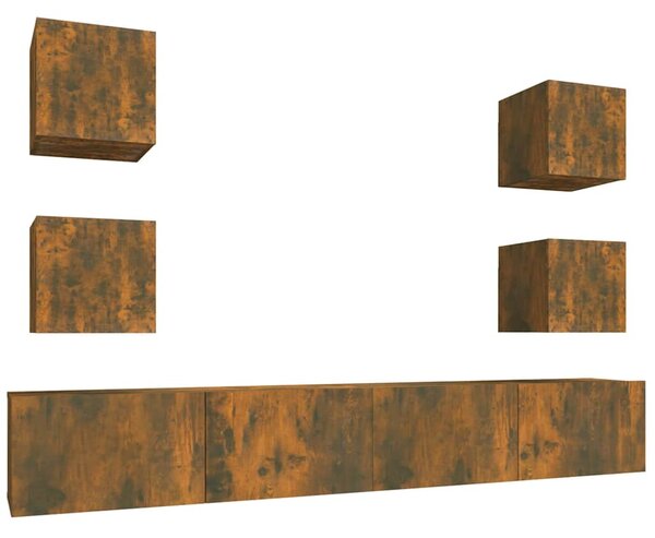 6dílný set TV skříněk kouřový dub kompozitní dřevo 3114267