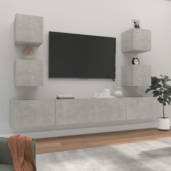 6dílný set TV skříněk betonově šedý kompozitní dřevo 3114265