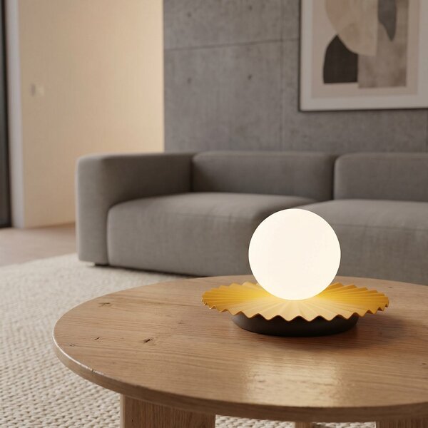 Stolní lampa UMBRA LN1 – oranžová / černá, bílé sklo, 1× G9, šířka 20 cm