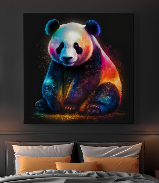 Obraz na plátně - barevná Panda FeelHappy.cz Rozměr (Šířka/Výška): 40 x 40 cm