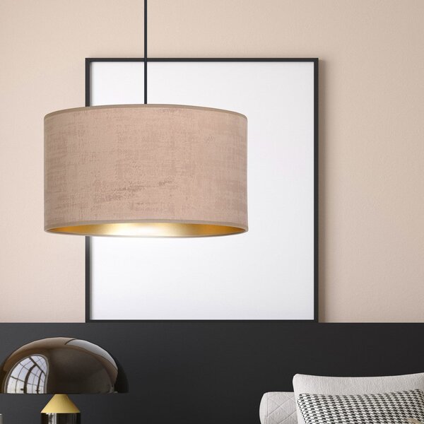 Závěsné svítidlo HILDE 1 – černé, růžové textilní stínidlo, 1× E27, šířka 35 cm