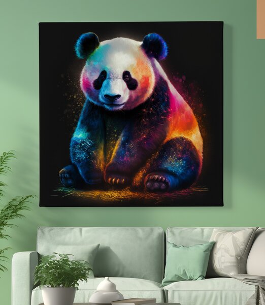 Obraz na plátně - barevná Panda FeelHappy.cz Rozměr (Šířka/Výška): 40 x 40 cm