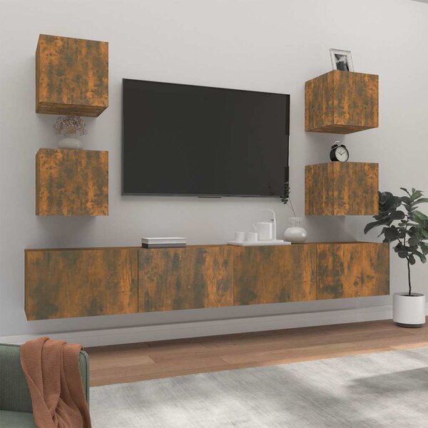 6dílný set TV skříněk kouřový dub kompozitní dřevo 3114267