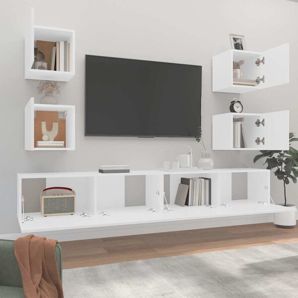 6dílný set TV skříněk bílý kompozitní dřevo 3114262