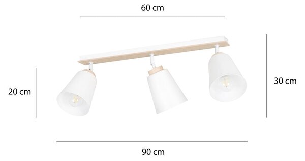 Stropní svítidlo ATLAS 3 – bílé, 3× E27, šířka 90 cm