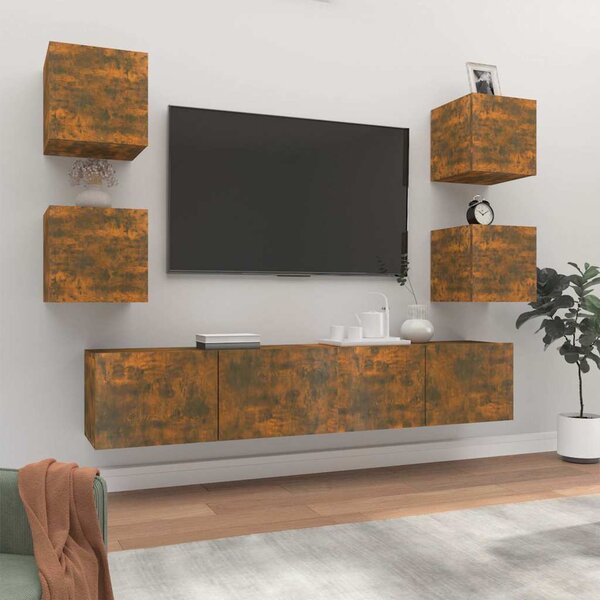 6dílný set TV skříněk kouřový dub kompozitní dřevo 3114259