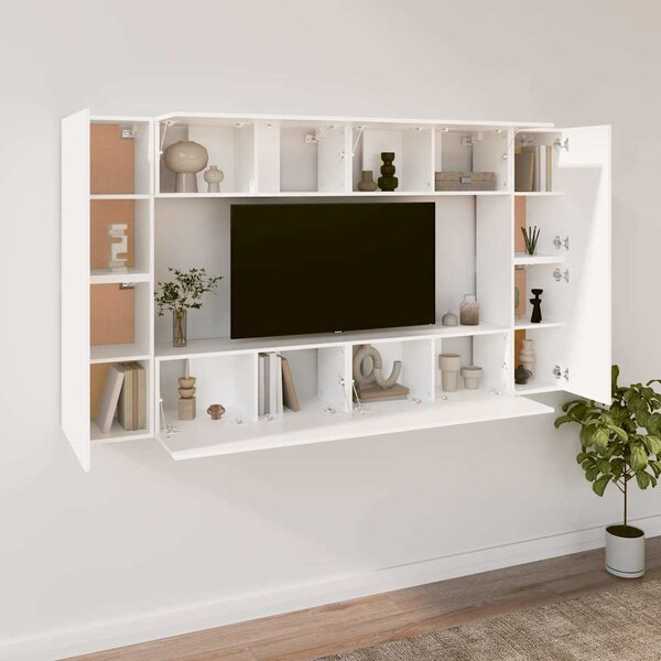 8dílný set TV skříněk bílý kompozitní dřevo 3114286