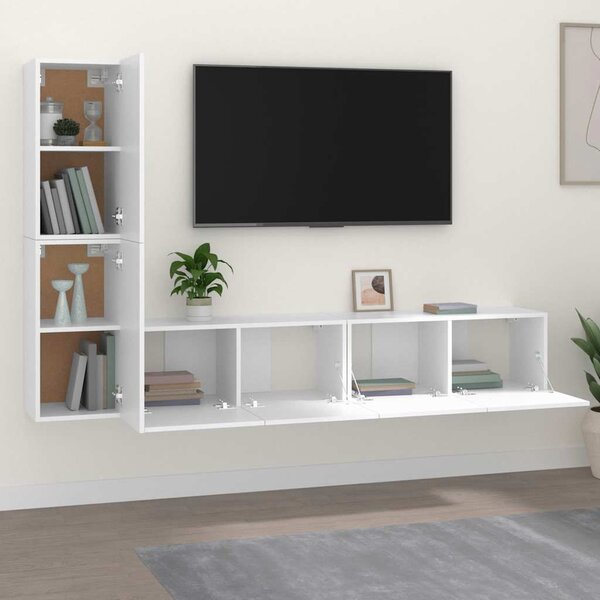 4dílný set TV skříněk bílý kompozitní dřevo 3114310