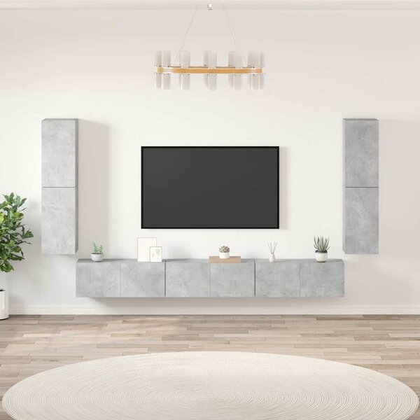 7dílný set TV skříněk betonově šedý kompozitní dřevo 3114305