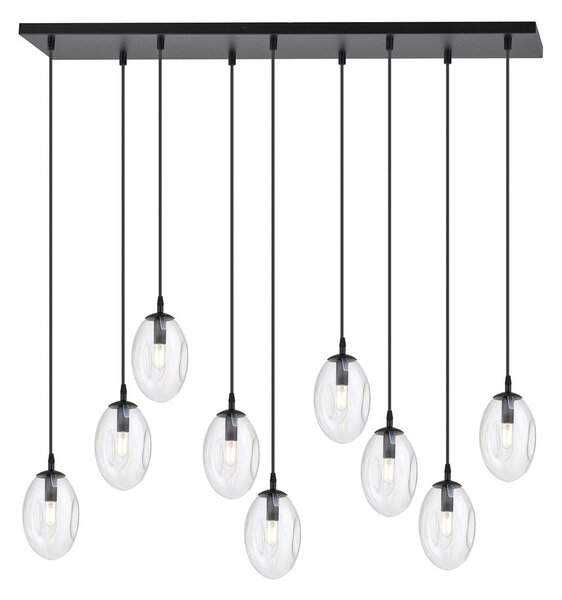Závěsné svítidlo ASTRAL 9 – černé, čiré sklo, 9× E14, šířka 100 cm