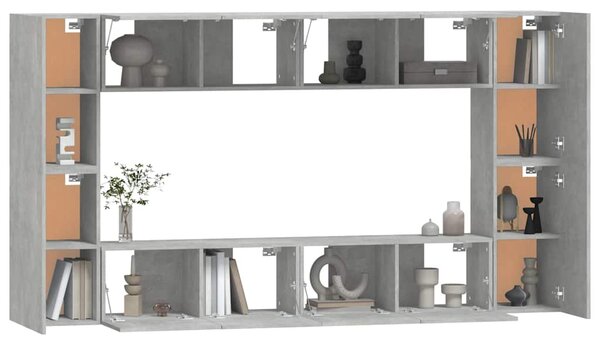 8dílný set TV skříněk betonově šedý kompozitní dřevo 3114289
