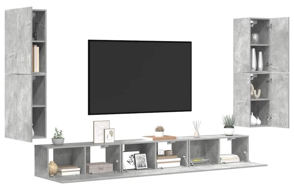 7dílný set TV skříněk betonově šedý kompozitní dřevo 3114305