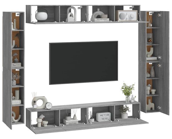 8dílný set TV skříněk šedý sonoma kompozitní dřevo 3114300