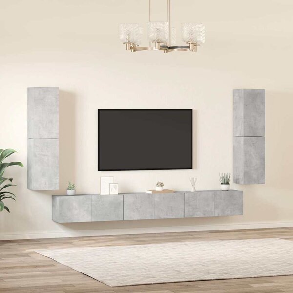 7dílný set TV skříněk betonově šedý kompozitní dřevo 3114305