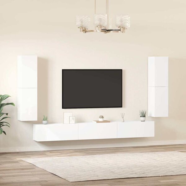 7dílný set TV skříněk bílý kompozitní dřevo 3114302