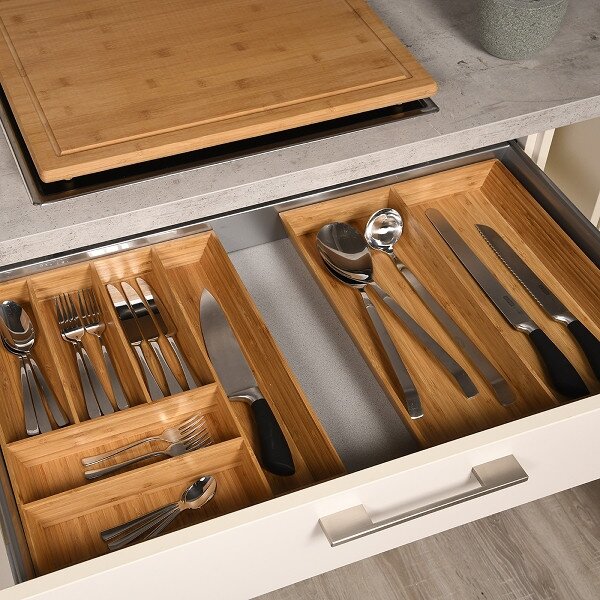 Kesper Organizér do šuplíku, příborník + na kuchyňské nářadí bambusový KESP 70 x 43 cm (SADA)