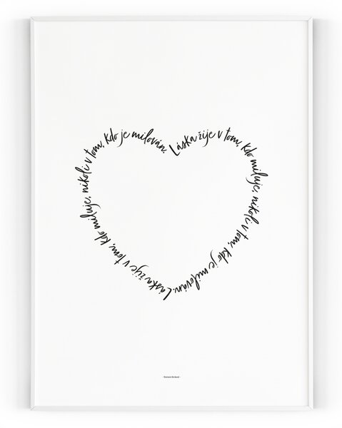 Plakát Srdce Bílá A4 - 21 x 29,7 cm - pololesklý saténový papír o gramáži 200 g\/m²