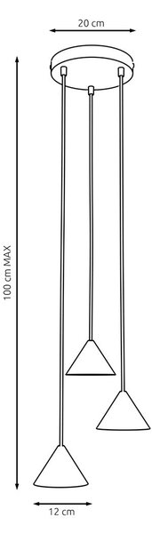 Závěsné svítidlo ELIT 3 PREM – černé, 3× GX53, šířka 20 cm