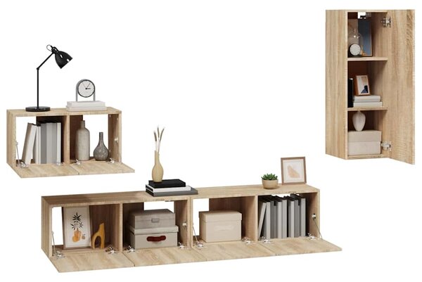 4dílný set TV skříněk dub sonoma kompozitní dřevo 3114336
