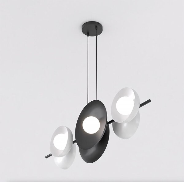 Závěsné svítidlo VOLUM 6 – černé / bílé, sklo, 6× G9, šířka 100 cm