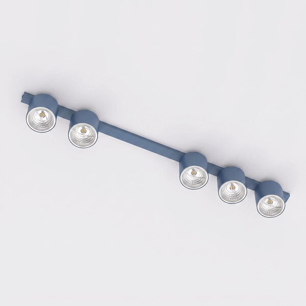 Stropní svítidlo NANO 5 – tlumeně modré, 5× GU10 AR111, šířka 116 cm