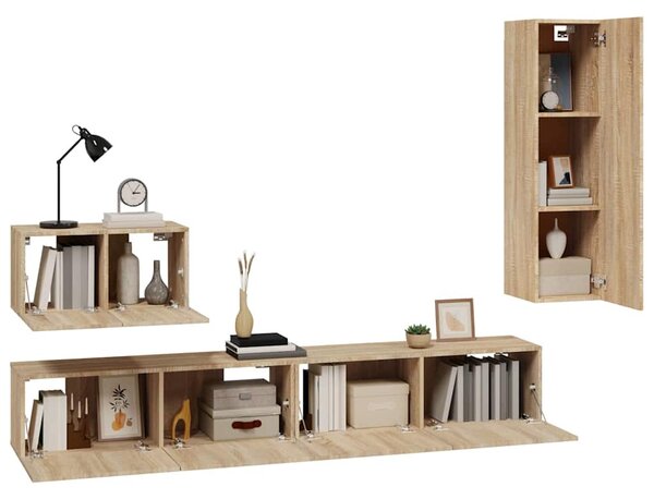 4dílný set TV skříněk dub sonoma kompozitní dřevo 3114328