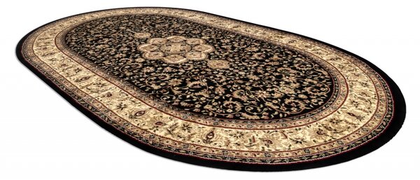 Makro Abra Oválný koberec ROYAL ADR 521 Klasický černý Rozměr: 100x180 cm