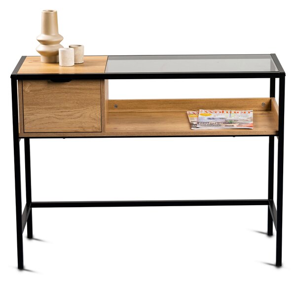 KONZOLOVÝ STOLEK, černá, barvy dubu, 100/40/75 cm Xora - Konzolové stolky, Online Only