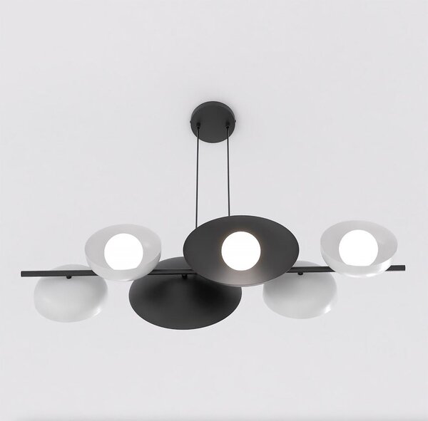 Závěsné svítidlo VOLUM 6 – černé / bílé, sklo, 6× G9, šířka 100 cm