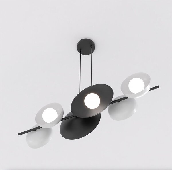 Závěsné svítidlo VOLUM 6 – černé / bílé, sklo, 6× G9, šířka 100 cm