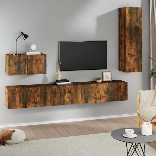 4dílný set TV skříněk kouřový dub kompozitní dřevo 3114331