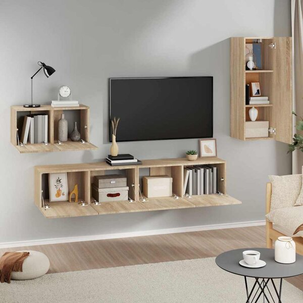 4dílný set TV skříněk dub sonoma kompozitní dřevo 3114336