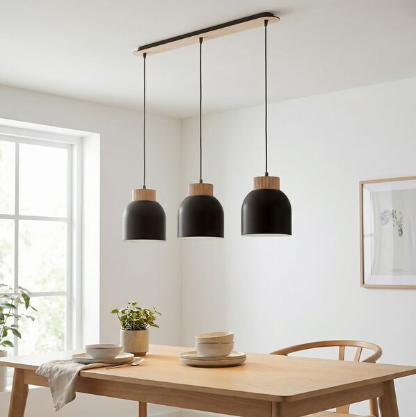 Závěsné svítidlo VIGO 3 – černé, 3× E27, šířka 84 cm
