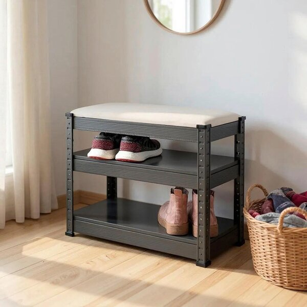 REGÁL NA BOTY, antracitová, světle šedá, 60/47/28 cm - Online Only šatny & botníky, Online Only