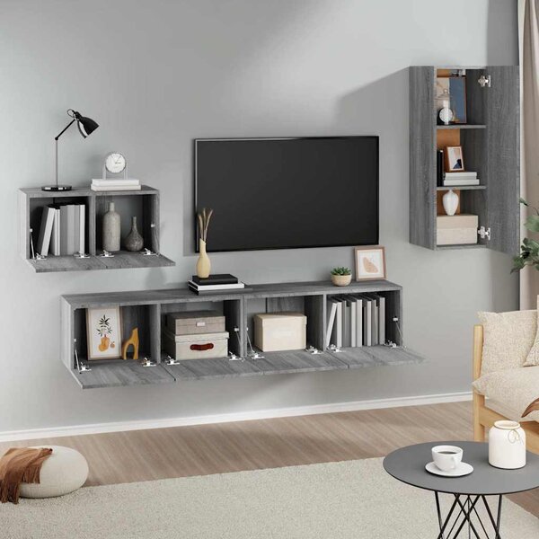 4dílný set TV skříněk šedý sonoma kompozitní dřevo 3114340