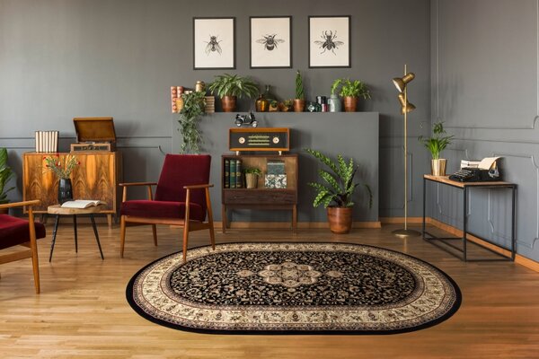 Makro Abra Oválný koberec ROYAL ADR 521 Klasický černý Rozměr: 100x180 cm