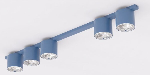 Stropní svítidlo NANO 5 – tlumeně modré, 5× GU10 AR111, šířka 116 cm