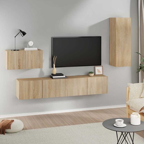 4dílný set TV skříněk dub sonoma kompozitní dřevo 3114336