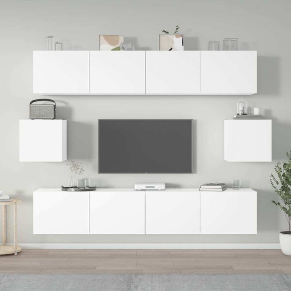 6dílný set TV skříněk bílý kompozitní dřevo 3114358