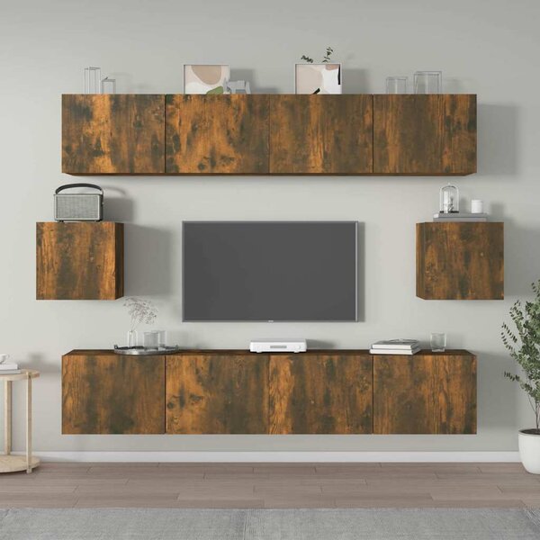 6dílný set TV skříněk kouřový dub kompozitní dřevo 3114363