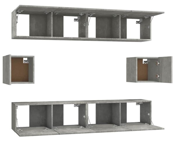 6dílný set TV skříněk betonově šedý kompozitní dřevo 3114361