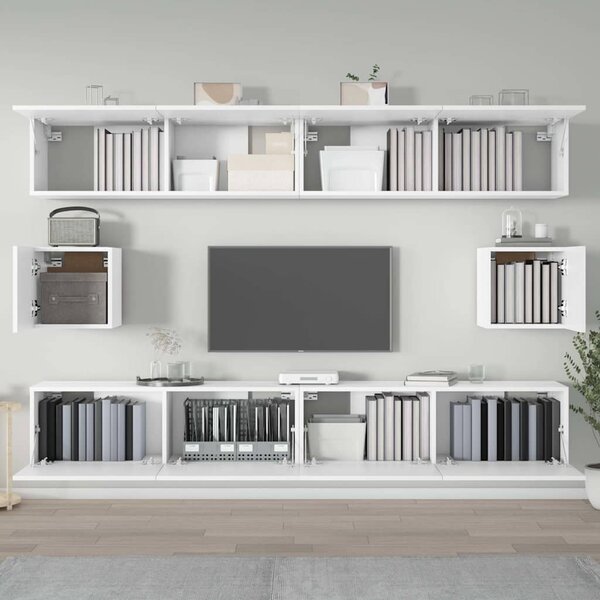 6dílný set TV skříněk bílý kompozitní dřevo 3114366